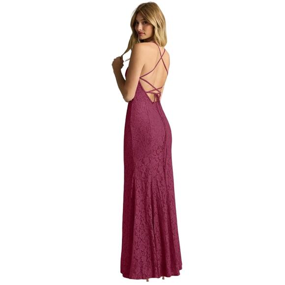 Azazie Maldive Mulberry Maroon Lace Bridesmaid Wedding Guest Dress Size 6 NWT - Picture 4 of 5